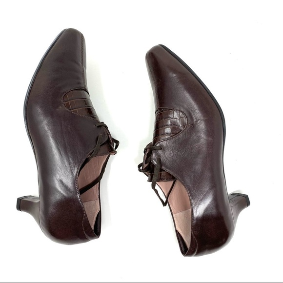 Beautifeel Jennifer Brown Leather Croco Lace Up pumps - Picture 3 of 10